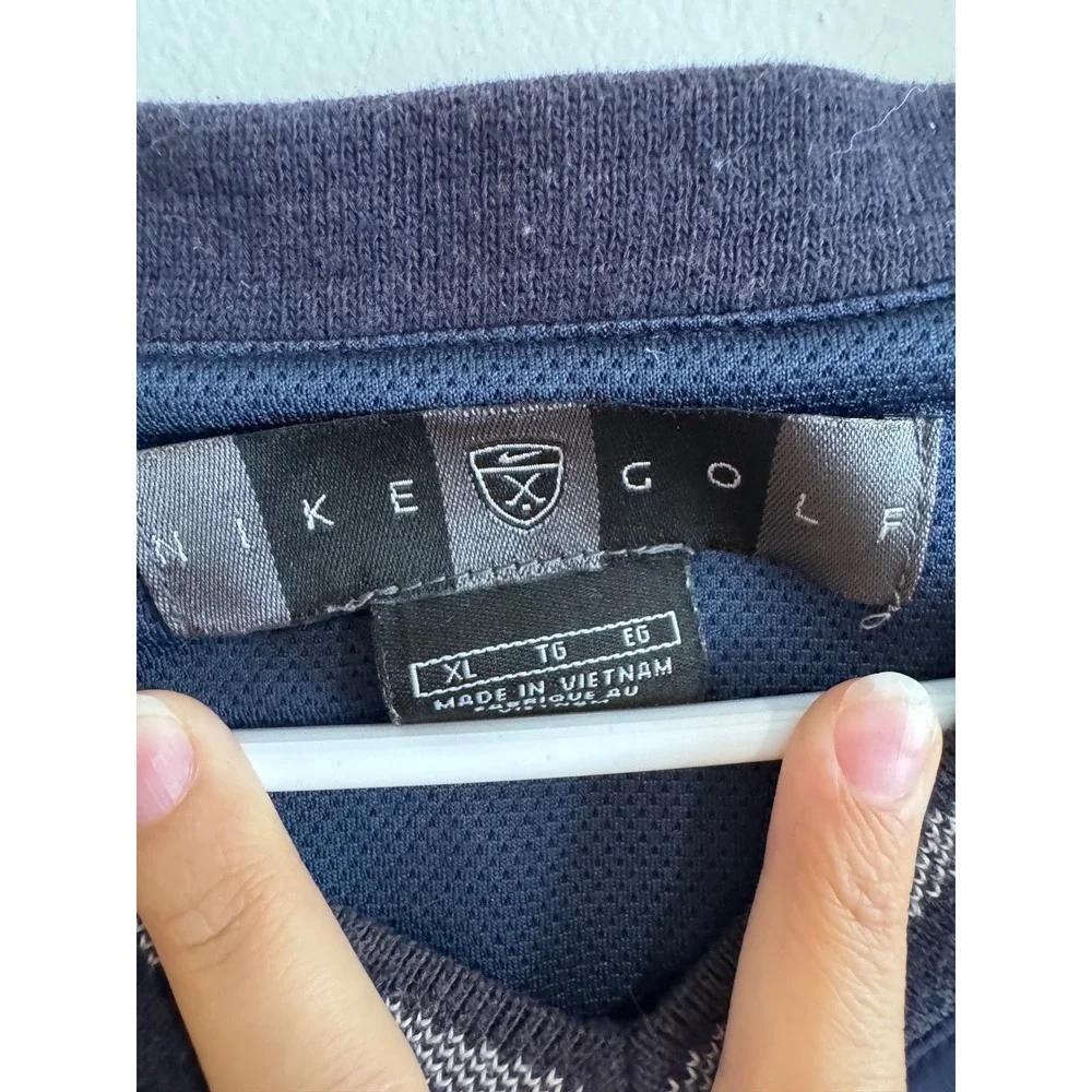 Nike Golf V-Neck Windshirt Mens XL Navy Blue Short Sleeve Pullover Vent